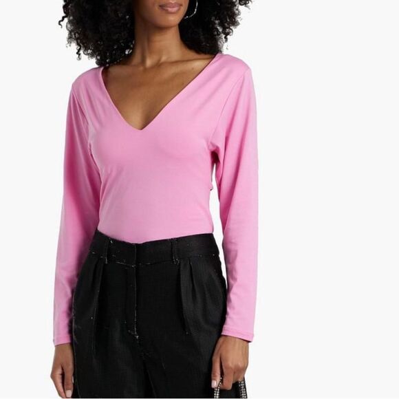 Iro Jenio Candy Pink Open Back V-Neck Top NWT - Picture 1 of 9